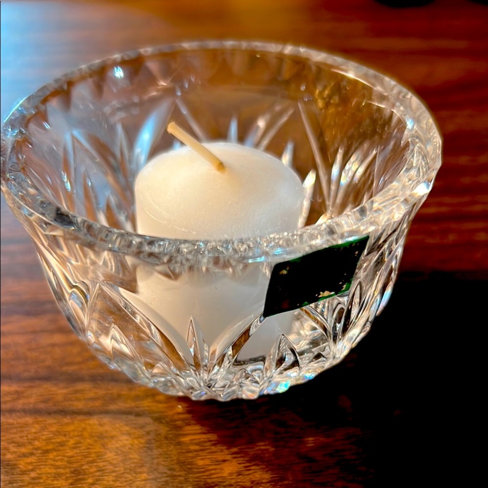 NIB Waterford Marquis Saxony Crystal Votive Candle Holder with White Candle